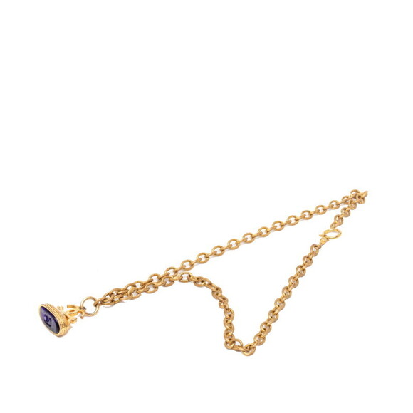 Chanel Coco Mark Gripoa Color Stone Necklace, Gold, Purple, and Blue Plated, ...